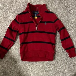 Polo by Ralph Lauren Toddler Boys Burgandy and Navy Blue 1/4 Zip-Up Sweater